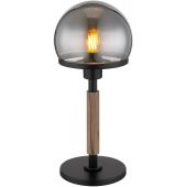 Globo Lighting Haku 21954S lampa stołowa 1x40 W czarna-przydymiona-drewno