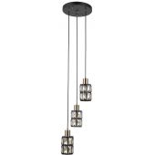 Italux Menfi PND442363BKGD lampa wisząca 3x40 W czarna-mosiądz-kryształ