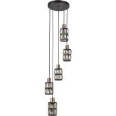 Italux Menfi PND442365BKGD lampa wisząca 5x40 W czarna-mosiądz-kryształ