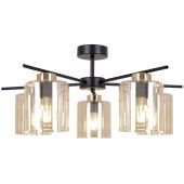 Kaja Aurelia K5522 lampa podsufitowa 5x15 W czarna-złota-bursztynowa
