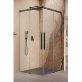 Radaway Idea 8 Black QL KDD 105900905401R kabina prysznicowa część prawa 90x90 cm kwadratowa czarny mat/szkło przezroczyste