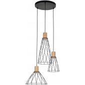 TK Lighting Modesto 10188 lampa wisząca 3x10 W czarna-drewno