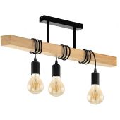 TooLight Boho OSW03242 lampa wisząca 3x60 W czarna-drewno