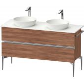 Duravit Sivida SV4661010790000 szafka 131.5x47.5x54.8 cm podumywalkowa wisząca orzech-chrom