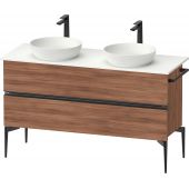 Duravit Sivida SV46610BD790000 szafka 131.5x47.5x54.8 cm podumywalkowa wisząca czarna-orzech