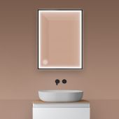 Oltens Nordlis 64105300 lustro 60x80 cm prostokątne z oświetleniem z matą grzewczą czarny