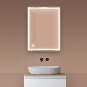 Oltens Nordlis 64105800 lustro 60x80 cm prostokątne z oświetleniem z matą grzewczą złoty