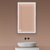 Oltens Nordlis 64106300 lustro 60x100 cm prostokątne z oświetleniem z matą grzewczą czarny