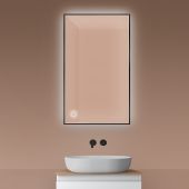 Oltens Nordlis 64111300 lustro 60x100 cm prostokątne z oświetleniem z matą grzewczą czarny