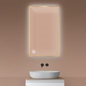 Oltens Nordlis 64111800 lustro 60x100 cm prostokątne z oświetleniem z matą grzewczą złoty