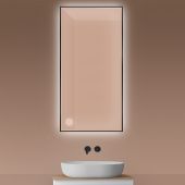 Oltens Nordlis 64112300 lustro 60x120 cm prostokątne z oświetleniem z matą grzewczą czarny