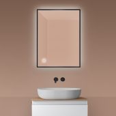 Oltens Nordlis 64115300 lustro 60x80 cm prostokątne z oświetleniem z matą grzewczą czarny