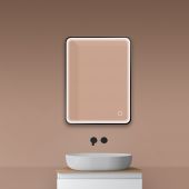 Oltens Nordlis 64116300 lustro 60x80 cm prostokątne z oświetleniem z matą grzewczą czarny