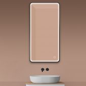 Oltens Nordlis 64118300 lustro 60x120 cm prostokątne z oświetleniem z matą grzewczą czarny