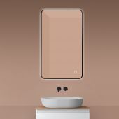 Oltens Nordlis 64120300 lustro 60x100 cm prostokątne z oświetleniem z matą grzewczą czarny