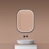 Oltens Nordlis 64123300 lustro 60x80 cm prostokątne z oświetleniem z matą grzewczą czarny