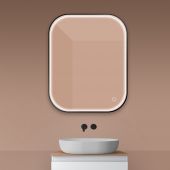 Oltens Nordlis 64124300 lustro 80x100 cm prostokątne z oświetleniem z matą grzewczą czarny