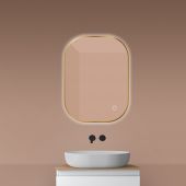 Oltens Nordlis 64126810 lustro 60x80 cm prostokątne z oświetleniem z matą grzewczą złoty