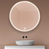 Oltens Nordlis 64102610 lustro 100x100 cm okrągłe z oświetleniem z matą grzewczą