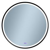 Venti Orion Black 5905951180298 lustro 80x80 cm okrągłe z oświetleniem z matą grzewczą czarny