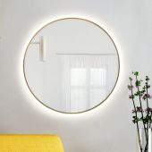 Baltica Design Tiny Border Bright 5904107911564 lustro 80x80 cm okrągłe z oświetleniem z matą grzewczą złoty