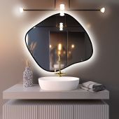 Baltica Design Bright Stain III 5904107920139 lustro 50x43 cm z oświetleniem czarny