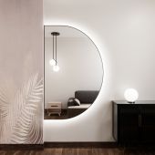 Baltica Design Tiny Border Semi Round 5904107927244 lustro 130x85 cm z oświetleniem czarny