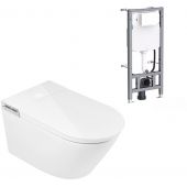 Clean Wave Breeze B700SET toaleta myjąca ze stelażem i przyciskiem wisząca bez kołnierza ze spłukiwaniem wirowym biała