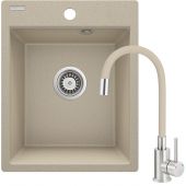 Deante Corio ZRCP7103 zlewozmywak z baterią beżowy/stal