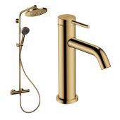 Hansgrohe Crometta 88002388 zestaw łazienkowy ścienny termostatyczny z deszczownicą złoty