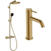 Hansgrohe Crometta 88002389 zestaw łazienkowy ścienny termostatyczny z deszczownicą złoty