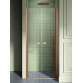 New Trendy New Soleo Copper Brushed D0495A drzwi prysznicowe 90 cm uchylne miedź szczotkowany/szkło przezroczyste