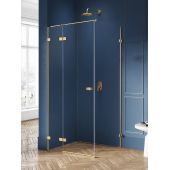 New Trendy Avexa Gold Brushed EXK1744 kabina prysznicowa 90x90 cm kwadratowa złoty szczotkowany/szkło przezroczyste