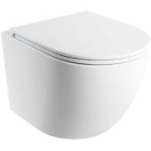 Omnires Ottawa OTTAWASPMWBM miska wc z deską wolnoopadającą wisząca bez kołnierza ze spłukiwaniem wirowym biały mat