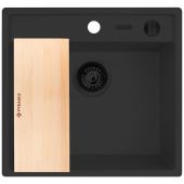 Pyramis Camea 070168302WD zlewozmywak granitowy z wkładką ociekową 53x50 cm czarny