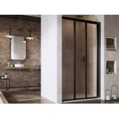 Ravak Supernova 00VJ03R2ZG drzwi prysznicowe 130 cm rozsuwane czarny mat/szkło ze wzorem