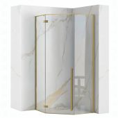Rea Diamond REAK6506 kabina prysznicowa 90.5x90.5 cm złoty szczotkowany/szkło przezroczyste