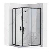 Rea Look REAK7903 kabina prysznicowa 90x90 cm półokrągła czarny półmat/szkło przezroczyste