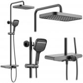 Rea Bari REAP0890 zestaw prysznicowy ścienny z deszczownicą grafitowy