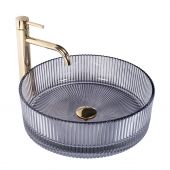 Rea Ingrid REAU0279 umywalka 39.5x39.5 cm okrągła nablatowa szary/kamień