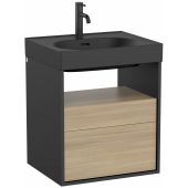 Roca Meridian A858105608 szafka 55x46x56.5 cm podumywalkowa wisząca czarna-dąb