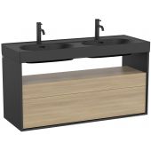Roca Meridian A858109608 szafka 120x46x56.5 cm podumywalkowa wisząca czarna-dąb