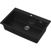 Ruvetti Absol 80 3001ABBC80W zlewozmywak granitowy z wkładką ociekową 76x50 cm czarny