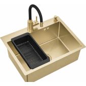 Ruvetti Look LPLOOK605200PVDCHS zlewozmywak z baterią i akcesoriami złoty/czarny