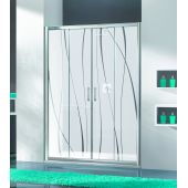 Sanplast TX 600271125038231 drzwi prysznicowe z profilem 150 cm rozsuwane srebrny połysk/szkło ze wzorem