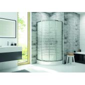 Sanplast Fris 602331126038180 kabina z brodzikiem 90x90 cm półokrągła srebrny połysk/szkło ze wzorem