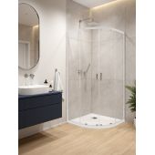 Sanplast Fris 602331225001400 kabina z brodzikiem 80x80 cm półokrągła biały połysk/szkło przezroczyste