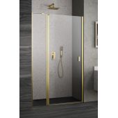 Radaway Nes Brushed Gold DWJ II 100360909901L drzwi prysznicowe 90 cm uchylne złoty szczotkowany/szkło przezroczyste