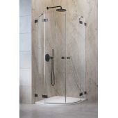 Radaway Essenza Pro Brushed Gunmetal PDD 100950809201R kabina prysznicowa część prawa 80x80 cm półokrągła szczotkowany/szkło przezroczyste