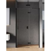 New Trendy New Renoma Black D0194A drzwi prysznicowe 80 cm uchylne czarny półmat/szkło przezroczyste
